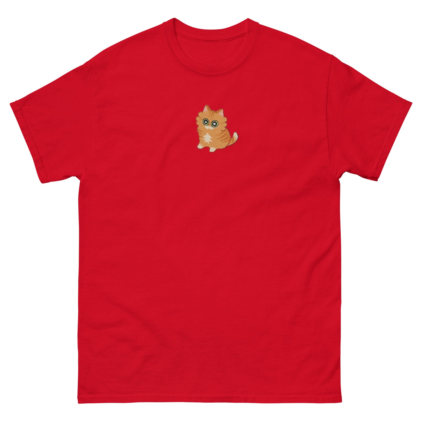 Orange Cat Embroidery T-Shirt