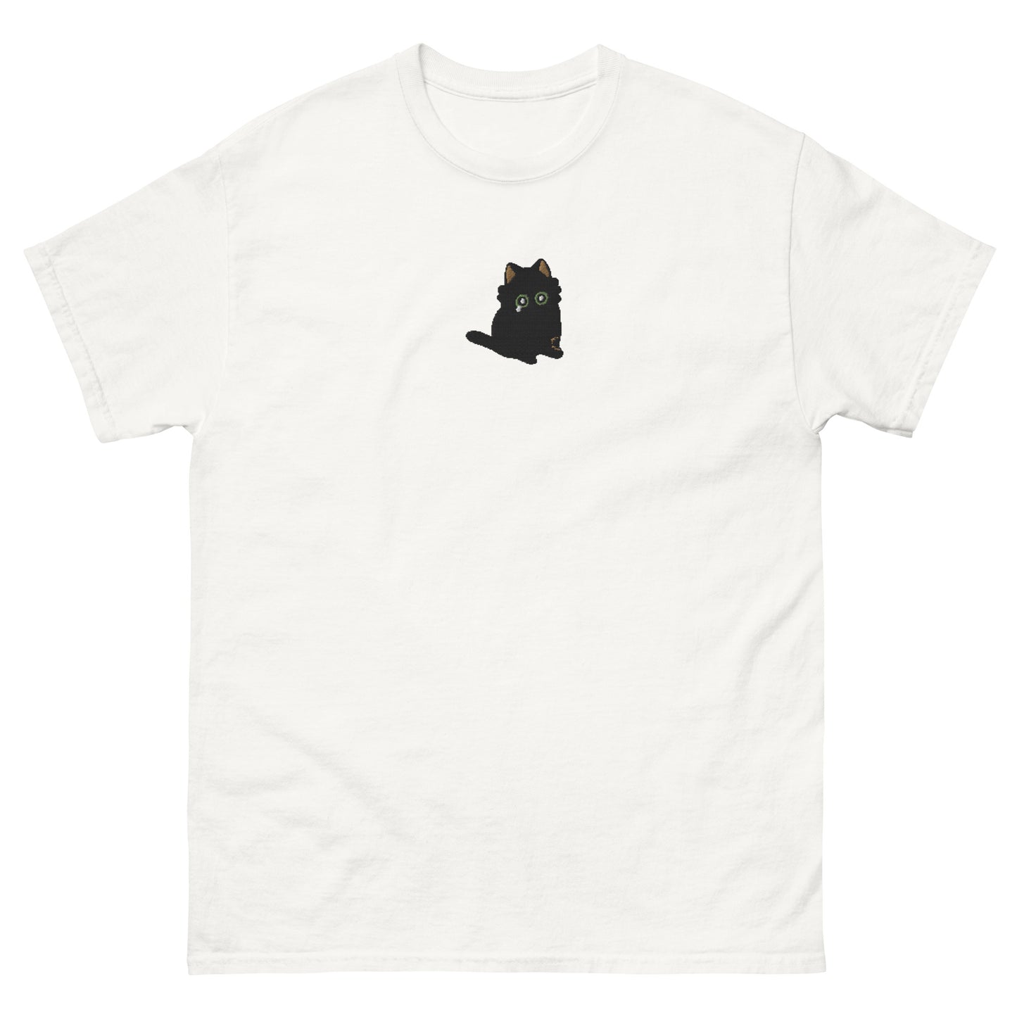 Black Cat Embroidery T-Shirt
